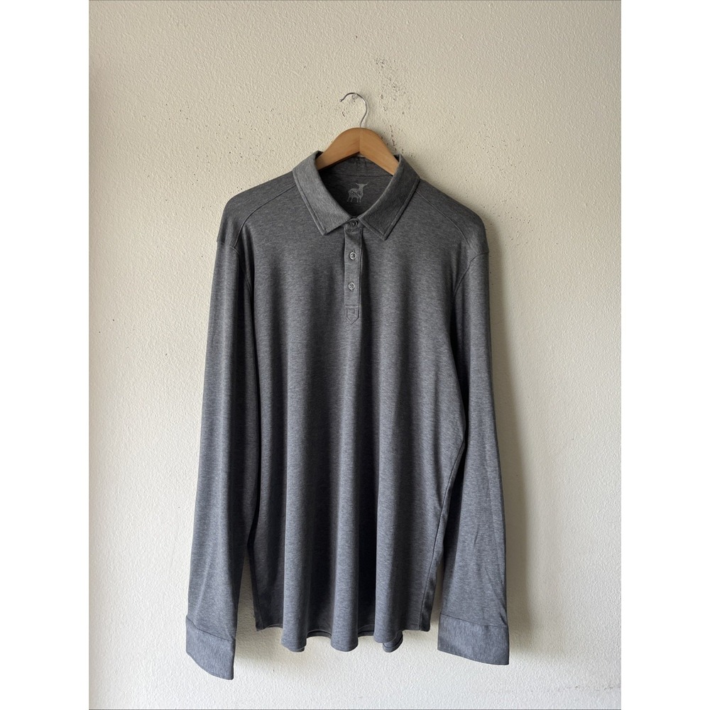 Raffi Shaya Men's Long Sleeve Polo Shirt  XL 100% Cotton Gray Golf Preppy Basic